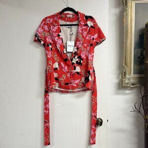 MARTA Studio Red Floral Short Sleeve Jacket/Blazer Size 42